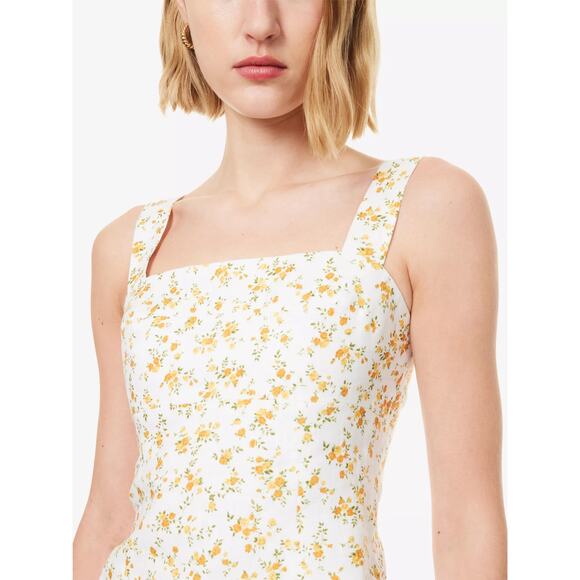 NWT Reformation Darci Floral Linen Top Yellow White Size 0 - Picture 7 of 9